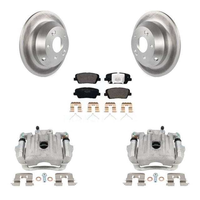 Transit Auto Rear Disc Brake Caliper Coated Rotors and Ceramic Pads Kit for Car 2014-2015 Kia Sorento with Red Painted Calipers KCG-100028T