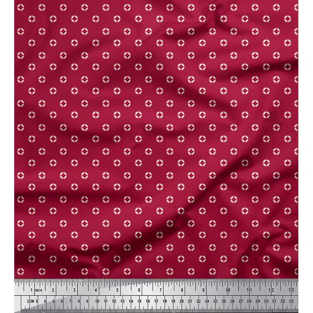 Soimoi Poly Georgette Fabric Swimming Ring Small Printed Craft Fabric by The Yard 52 Inch Wide