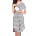 thumbnail image 2 of 2025 Nouvelle Robe de Maternité Décontractée à Rayures pour Femmes, Robe de Maternité Portefeuille à Manches Courtes, Robe d'Allaitement, Robe d'Invitée de Mariage, Grande Taille, Rayée, Multifonctionnelle, Rayée, 2 of 8