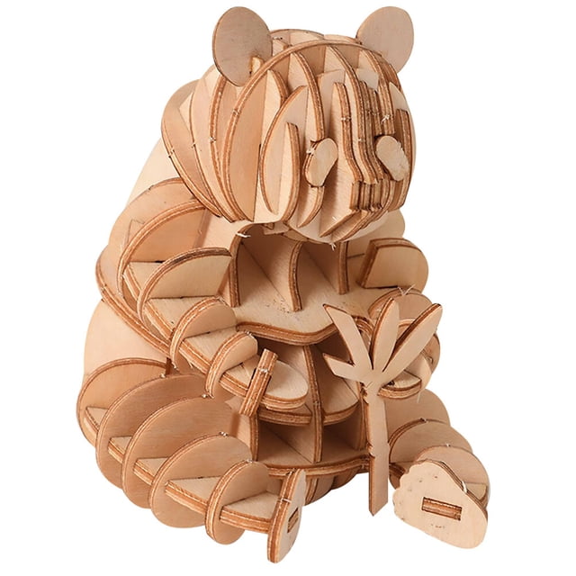 MasteelfCA Wooden Puzzle Plaything 3D Puzzle Toy DIY Handmade Craft Puzzle Jigsaw Puzzle Model for Kids Children (Panda Pattern)