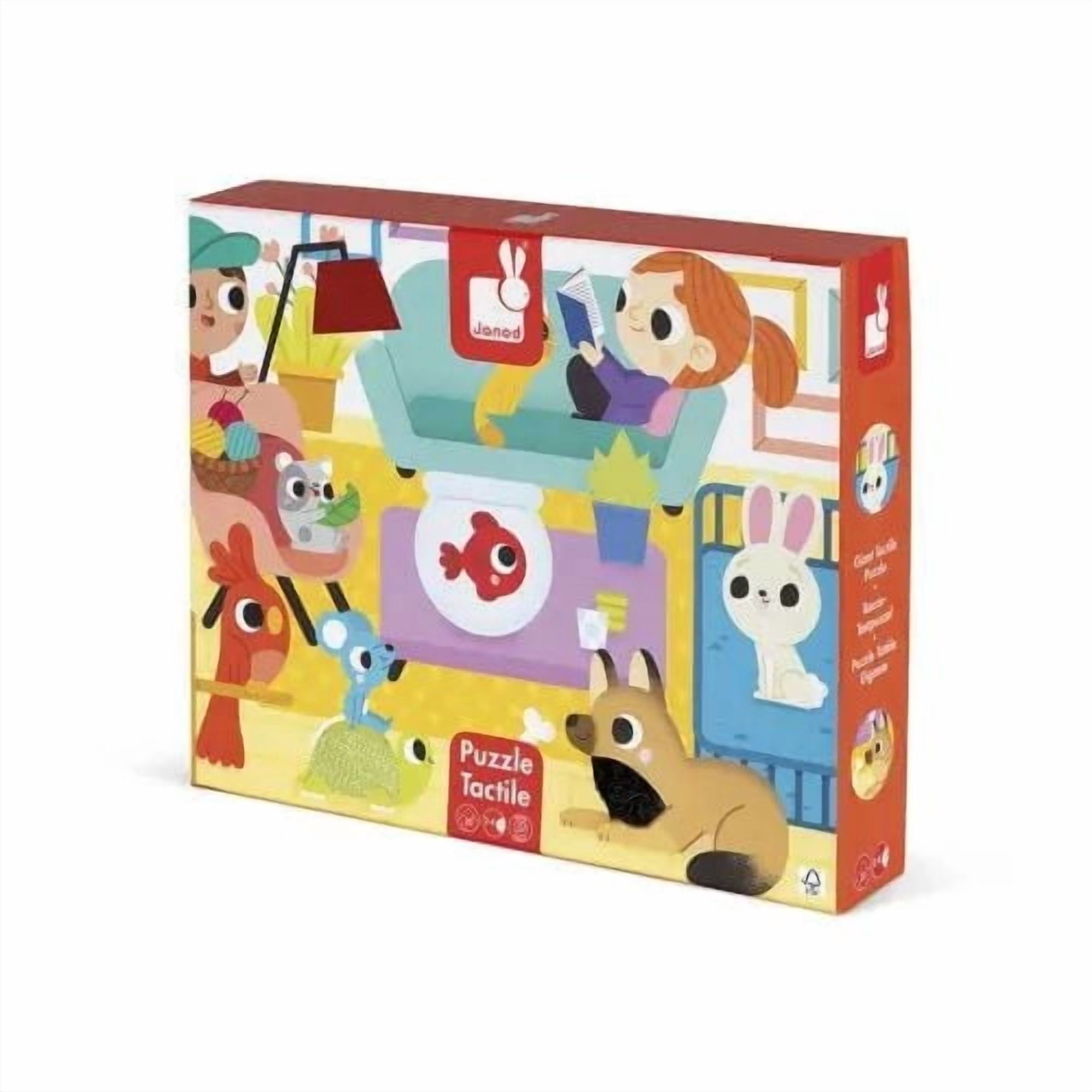 Janod Puzzle Tactile Animaux de Compagnie - 20 Pièces - À partir de 2 ans