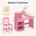 thumbnail image 4 of AKDSteel Kids Vanity Table & Chair Set with Mirror and Lights,White Makeup Desk with Drawer & Shelves, 4 of 7