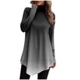 thumbnail image 1 of Birdeem Women Temperament Solid Color Long Sleeved Round Neck Irregular Long Sleeved T-Shirt, 1 of 1