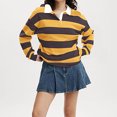 thumbnail image 3 of HAiming Womens Striped Tops Long Sleeve Lapel Collar Pullover Color Block Casual Blouses Fall Trendy Clothes, 3 of 5