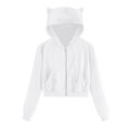 thumbnail image 1 of Chemise Décontractée à Manches Longues avec Poche Zippée pour Femmes, Sweat à Capuche Chat, 1 of 1