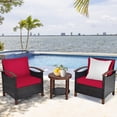thumbnail image 4 of Giantex 3 Pieces Patio Furniture Set, Outdoor Rattan Sofa and Side Table w/Solid Acacia Wood Frame, High Load Bearing Conversation Bistro Set w/Washable and Removable Cushions, 4 of 10
