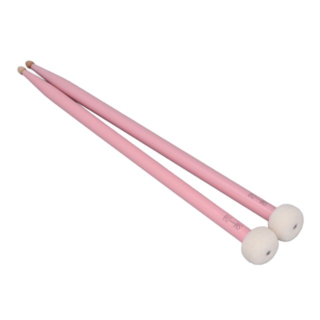 Drum Mallet Set, Maple Handle Drums Mallets Accessory Felt Head 2Pcs Durable For Playing Pink