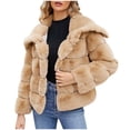 thumbnail image 1 of Hvobtty Veste en Molleton Décontractée à Manches Longues pour Femme, Manteau Chaud en Fausse Fourrure pour Femmes Dames Hiver Uni à Col Rabattu, 1 of 4