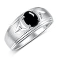 thumbnail image 3 of RYLOS Men's Rings Sterling Silver Classic 8X6MM Oval Gemstone &  Diamond Ring Cabochon Onyx October Birthstone Rings For Man Silver Rings Size 13, 3 of 7