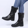 thumbnail image 4 of Bmisegm Bottes Rétro pour Femmes à Fermeture Éclair, Talon Carré, Couleur Unie, Tige Mi-Haute, Bout Rond, Chaussures Noires 8, 4 of 4