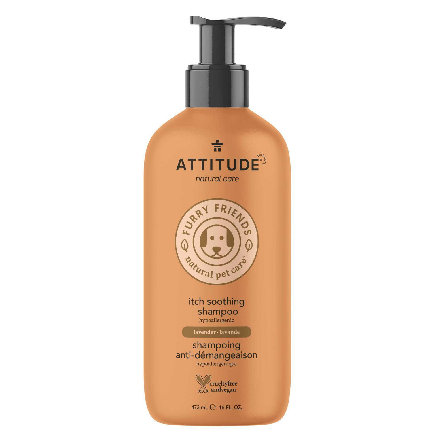 ATTITUDE Furry Friends, Shampooing, Anti-Démangeaison, Lavande, Soins pour Animaux, Shampooing pour Chien, 473 ml