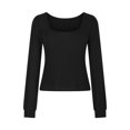 thumbnail image 1 of Timegard T-Shirts à Manches Longues pour Femmes Col Rond Hauts Décontractés Couleur Unie Blouses Basiques Confortables Tendance, 1 of 4
