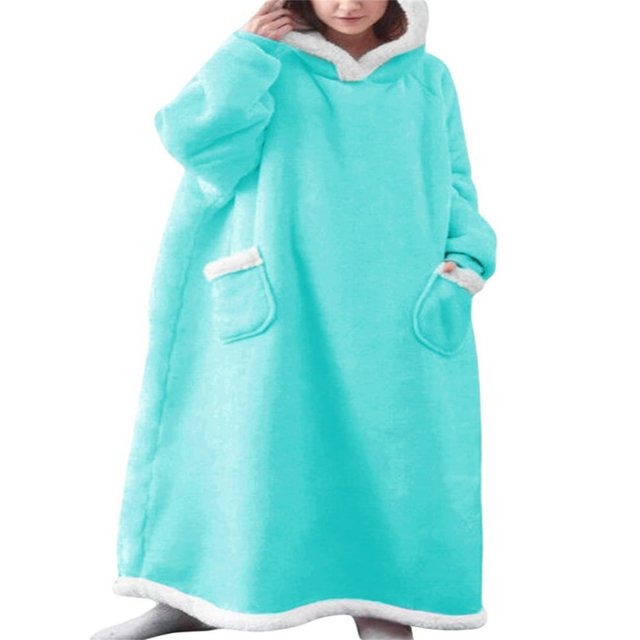 Hooded Loungewear with Pockets Long Sleeve Wearable Blanket Hoodie