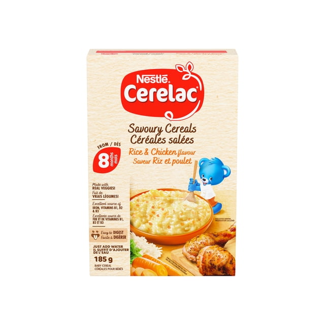CERELAC Rice & Chicken Flavour Savoury Baby Cereal, 8 Mo & Up, Made With Real Veggies