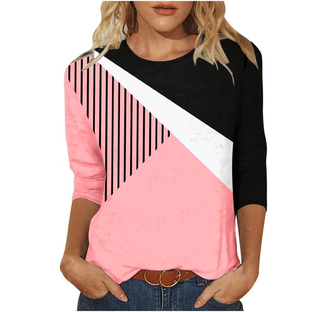 Birdeem Mode Femme Manches Courtes Col Rond Rétro Imprimé Haut Ample Blouse Manches Trois-Quarts