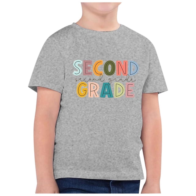 TZEWGL Hauts pour Fille Garçon Rentrée Scolaire Saison Imprimé Col Rond Manches Courtes Vêtements pour Filles Garçons Taille 12-13T