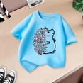 thumbnail image 5 of PMVFHDE Hauts pour Filles T-Shirts pour Filles T-Shirts Graphiques T-Shirts pour Fille Hauts d'Été Tendance pour Filles Hauts d'Été pour Fille T-Shirt Graphique Mignon pour Fille Col Rond Manches Courtes T-Shirt d'Été Bleu, 5-6 Ans, 5 of 5