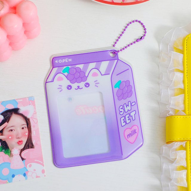 Korean Milk Bottle Photocard Holder 3inch Card Set Cartoon Cute Photo Star Chasing Student Girl Bus Card Storage Bag