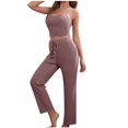 thumbnail image 1 of XZNGL Womens Home Wear Casual Solid Color Knitted Suspender Top, Pants, Robe, Pajamas, Three Piece Set, 1 of 7