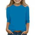 thumbnail image 2 of MeetoTime T-shirt Uni à Manches 3/4 et Col Rond pour Enfants, T-shirt pour Tout-Petits Garçons Filles 3-12 Ans, 2 of 5