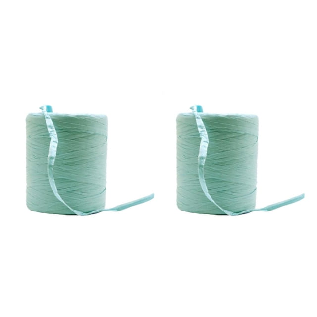 Baohd Fil de Raphia Robuste et Durable pour Bricolage Ruban en Papier Naturel Fil de Crochet Solide Vert 2Set