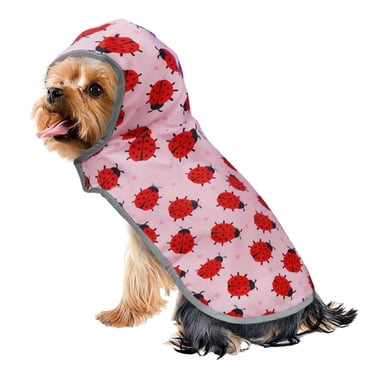Fetchwear Dog Clothes: Ladybug Raincoat, Size XS-XL