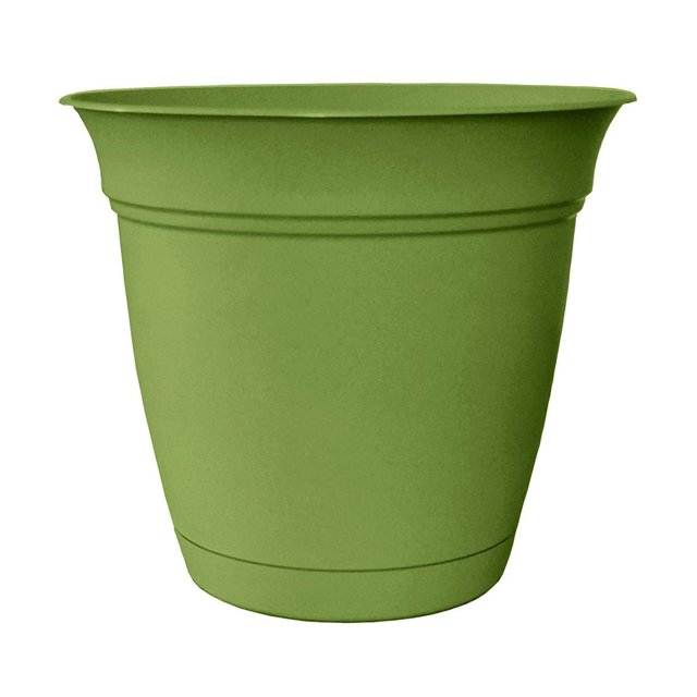 HC Companies Pot de Jardinière Éclipse 8 Pouces Intérieur Extérieur avec Soucoupe Attachée, Vert