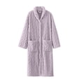thumbnail image 1 of Timegard Bathrobe for Women Fuzzy Button down V Neck Robe Fleece Warm Long Sleeve Pajamas with Pockets, 1 of 8
