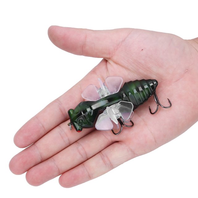 Fishing Lures Baits, Fish Lure Bionic Cicada Shape with Rotating Spins Propeller Treble Hook 7.5cm for Bass Trout Fishing