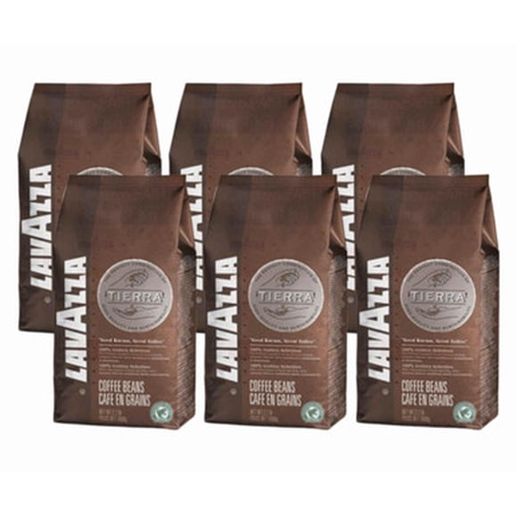 Lavazza Équitable TIERRA Mélange Intense Grains de Café 1 kg / 2,2 Lb (6/caisse)