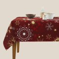 thumbnail image 4 of Nappe de Noël 60x60 Pouces Carrée Forme Cœur d'Amour Doré Flocons de Neige Rouges Nappe en Tissu Ferme Hiver Vacances Décorative pour Pique-Nique Fête Maison Intérieur Extérieur, 4 of 5