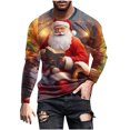 thumbnail image 3 of UVEASISHA Liquidation à 90 pour Cent de Rabais T-Shirts de Noël pour Hommes Grande Taille Manches Longues T-Shirts Graphiques Nouveauté Imprimé de Noël Col Rond T-Shirts Mode des Fêtes Hipster T-Shirt Rouge 5TG, 3 of 6
