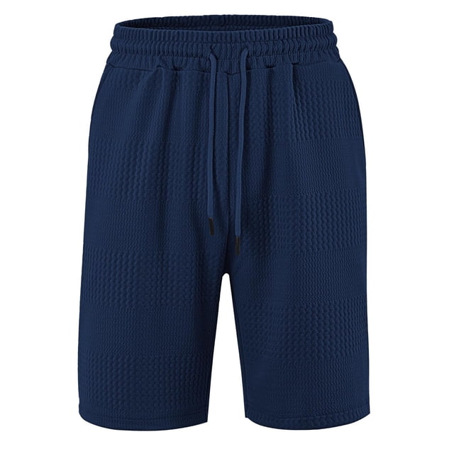 asjyhkr Mens Workout Shorts Ribbed Drawstring Elastic Waisted Shorts with Pockets Stretch Gym Beach Shorts