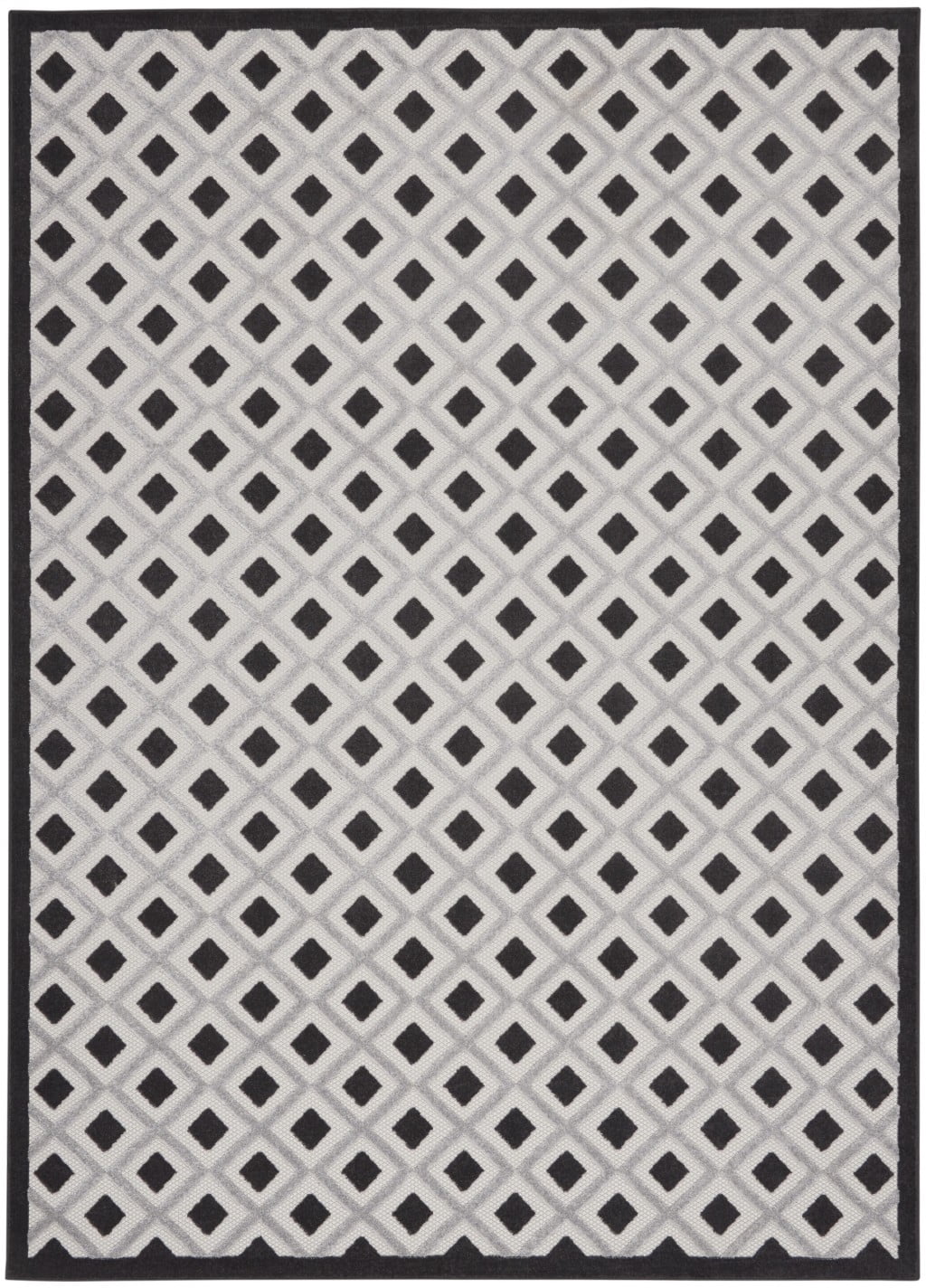 HomeRoots Black White Gray Indoor Outdoor Area Rug, 7' x 10', Stain-Resistant, Contemporary