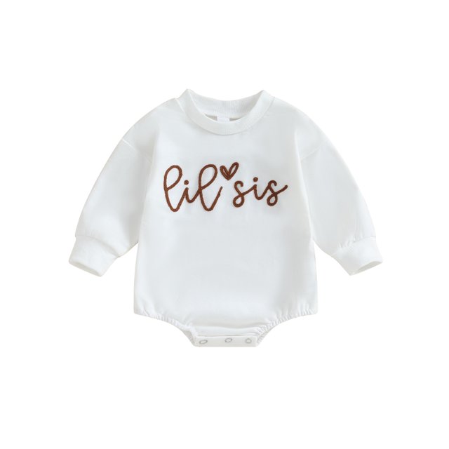 Faithtur Sister Matching Romper Outfits Letter Print Long Sleeve Round Neck Sweatshirt Toddler Fall Clothes
