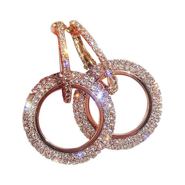 TopLLC Boucles d'Oreilles pour Femmes Mode Luxe Boucles d'Oreilles à Diamant Rond Boucles d'Oreilles à Strass Pailletées pour Femmes, Créoles en Diamant pour Femmes Cadeaux Bijoux