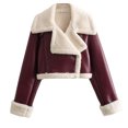 thumbnail image 1 of DPTALR Women's Lamb Hair Short Coat Zipper Motorcycle Style Jacket, 1 of 3