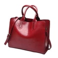 thumbnail image 2 of Elegant Womens Leather Handbag Zipper Closure Big Capacity Purse Bag Satchel Red, 2 of 8