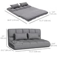 thumbnail image 3 of HOMCOM Adjustable Floor sofa Foldable Lazy Sofa Sleeper w/ 2 Pillows Grey, 3 of 10