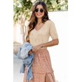 thumbnail image 2 of Arach&Cloz Women's V-Neck Short Sleeve Special Rib Knitted Pattern Casual Tops Sweater Spring Summer 2025, 2 of 6