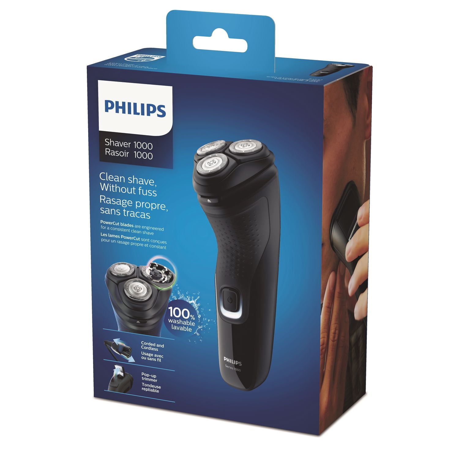 Philips Electric Shaver Series 1000, Dry Cord/Cordless With Pop-Up