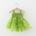 thumbnail image 4 of EGNMCR Robe Sans Manches Col Rond pour Tout-Petits Enfants Filles Mignonne Été Maille Couleur Unie Imprimé Nœud Bretelles Robe Jupe Robe Fille, 4 of 7