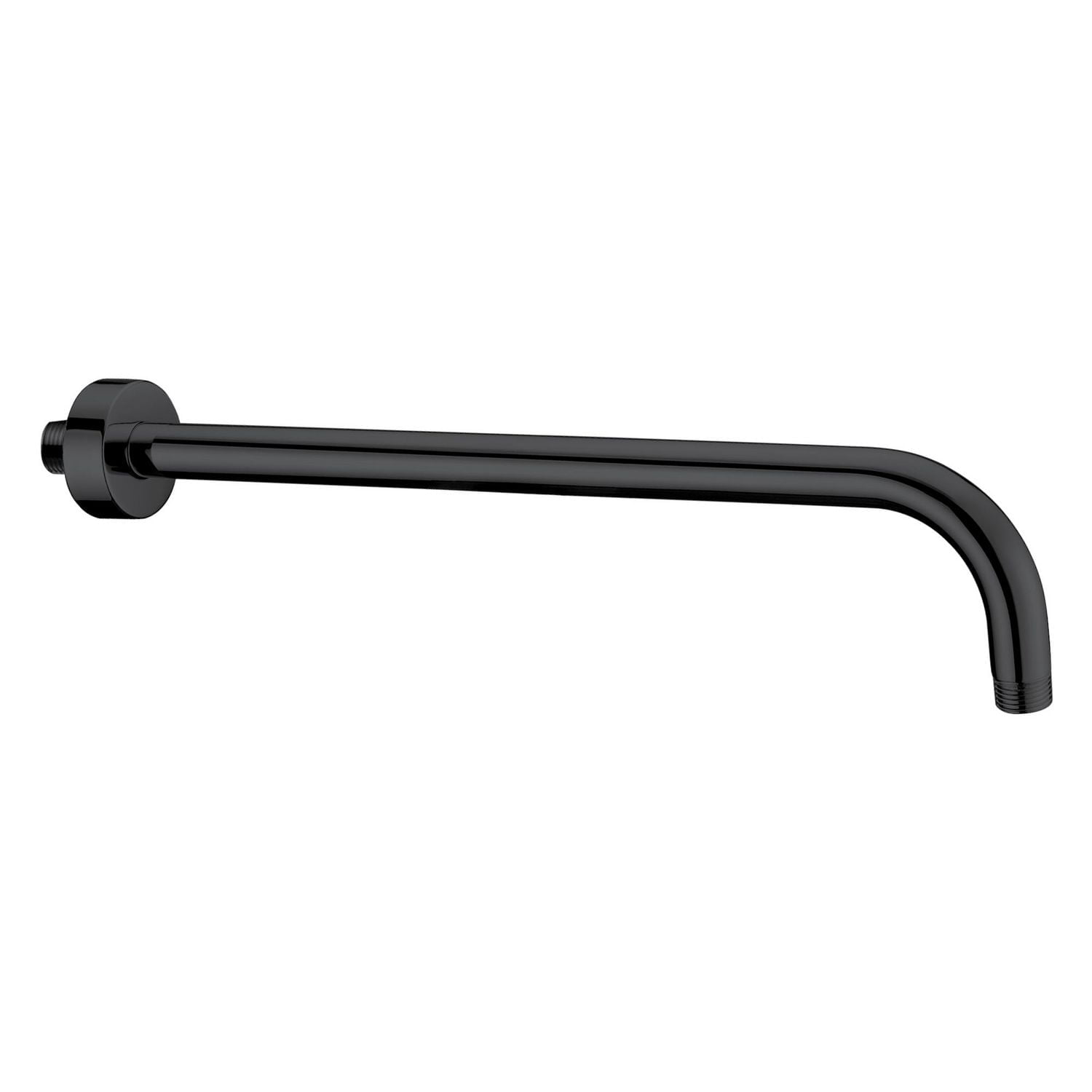 Bras de douche mural akuaplus® rond d'une longueur 15 3/4 po x filetage mâle 1/2 po avec collerette. Fini noir mat