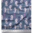 thumbnail image 1 of Soimoi Poly Georgette Fabric Jellyfish & Seahorse Ocean Printed Fabric 1 Yard 42 Inch Wide, 1 of 3