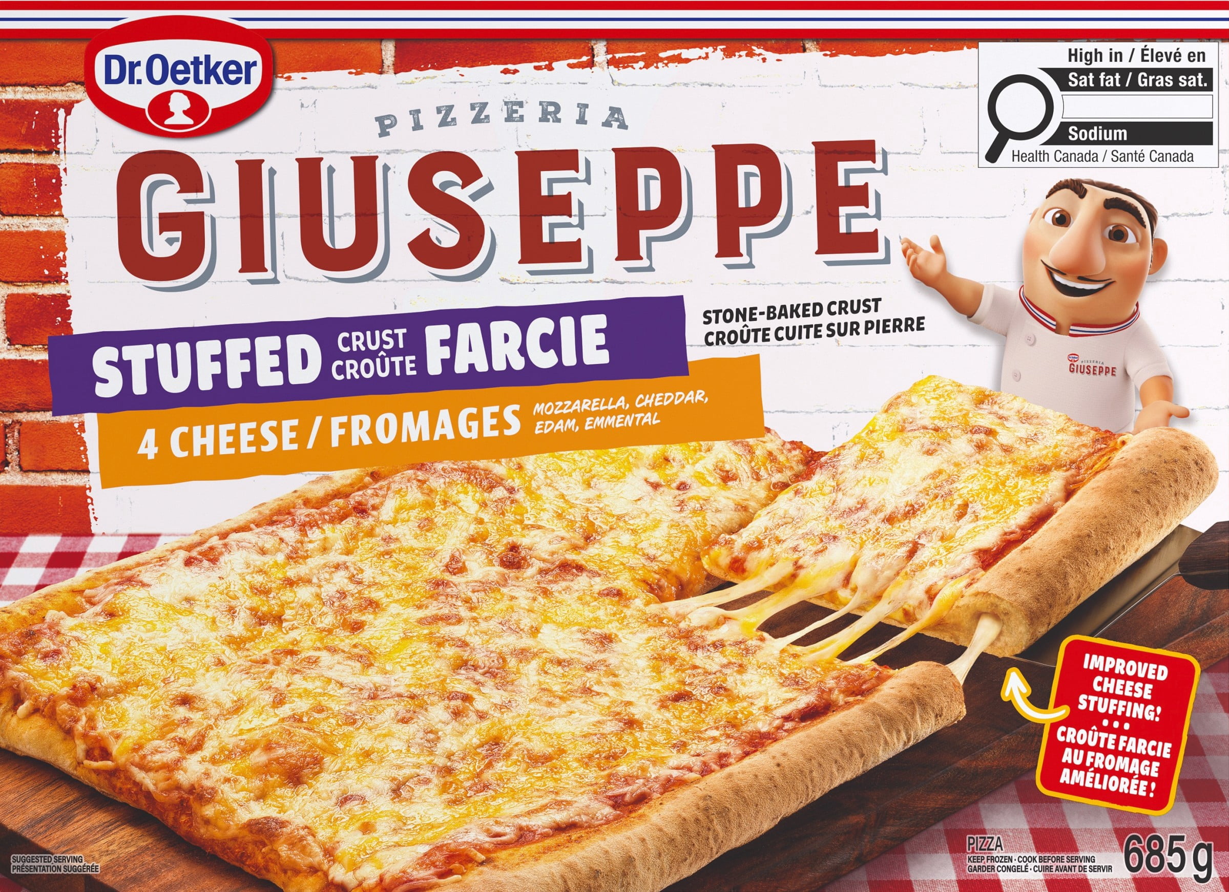 Dr. Oetker Giuseppe Stuffed Crust 4 Cheese Pizza, Gius Std Crt 4