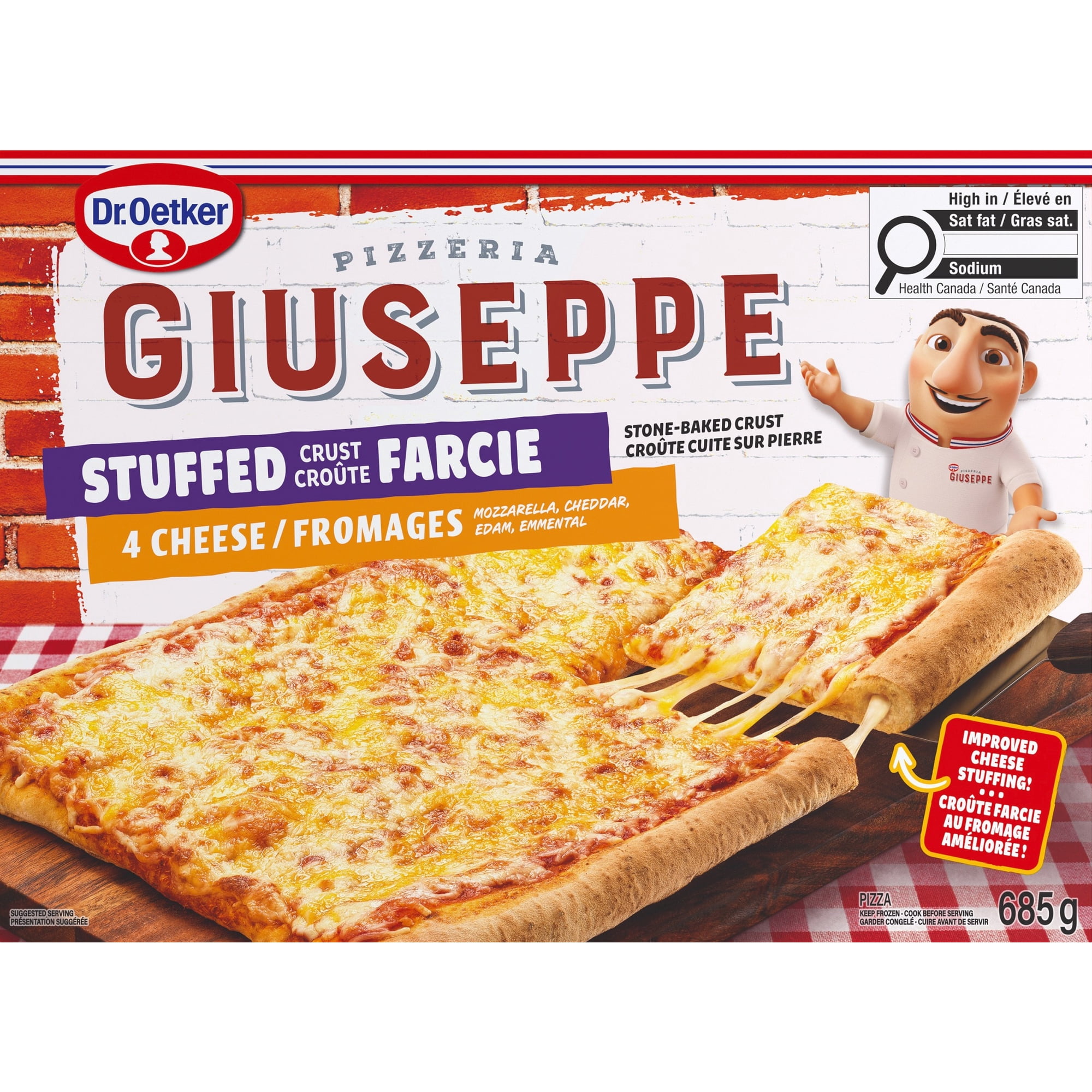 Dr. Oetker Giuseppe Stuffed Crust 4 Cheese Pizza, Gius Std Crt 4
