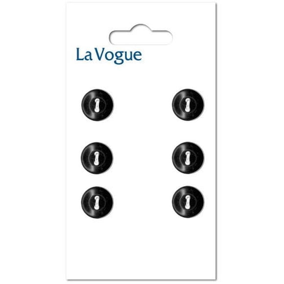 LA VOGUE 2-Hole Button, Black, 9 mm (0.35 in)