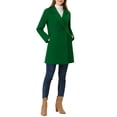 thumbnail image 2 of Allegra K Women's Double Breasted Lapel Raglan Long Sleeve Mid Length Overcoat L Grass Green, 2 of 6