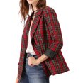 thumbnail image 4 of INSPIRE CHIC Veste pour Femme à Revers Cranté, Double Boutonnage, Blazer à Épaules Rembourrées, S Rouge Vert, 4 of 8
