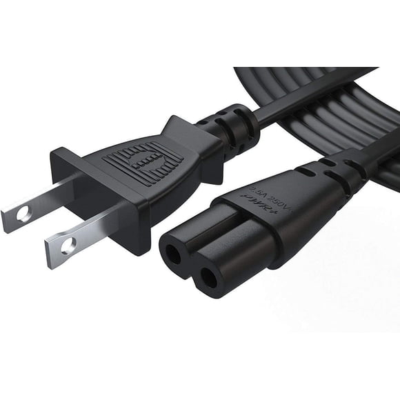 Cordon d'Alimentation TV Pwr 4 Pi pour Samsung LG TCL Sony : Prise Murale CA à 2 Broches, Insigne LED LCD à 2 Fentes, Sharp Toshiba JVC Hisense Electronics UN65KS8000FXZA UN40J5200AFXZA 43UH6100 Noir